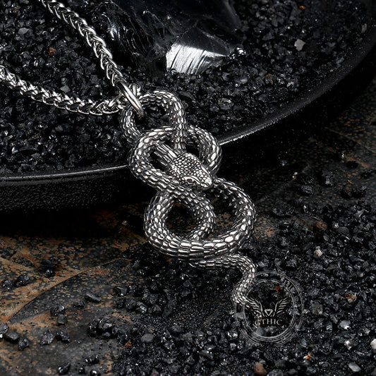 Vintage Coiled Snake Stainless Steel Pendant