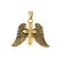 Vintage Cross Angel Wings Stainless Steel Pendant