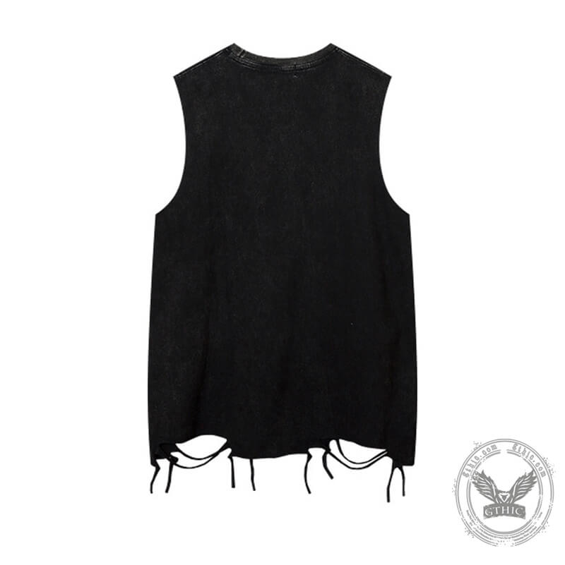 Vintage Cross Rock Star Sleeveless Print Vest