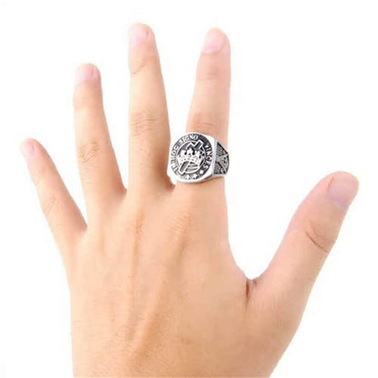 Vintage Crown Cross Stainless Steel Masonic Ring