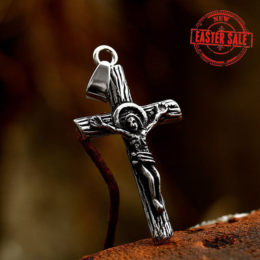 Vintage Crucifixion Stainless Steel Cross Pendant