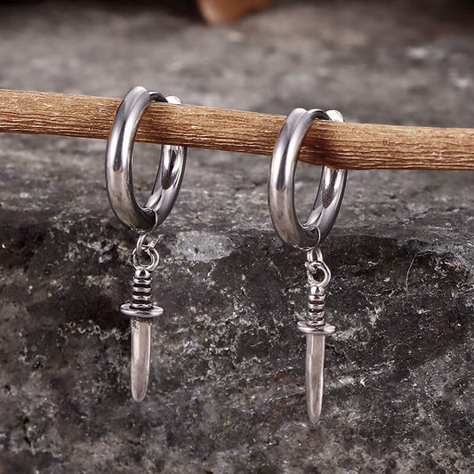 Vintage Dagger Design Stainless Steel Earrings