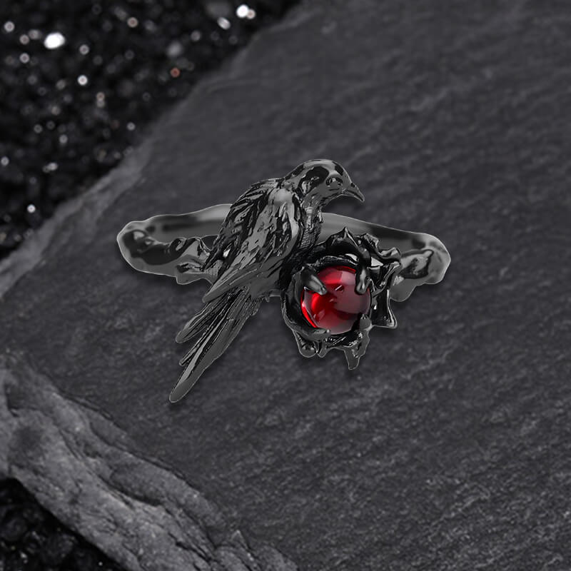 Vintage Dark Crow Copper CZ Open Ring