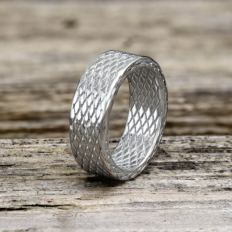 Vintage Diamond Dragon Scale Stainless Steel Ring