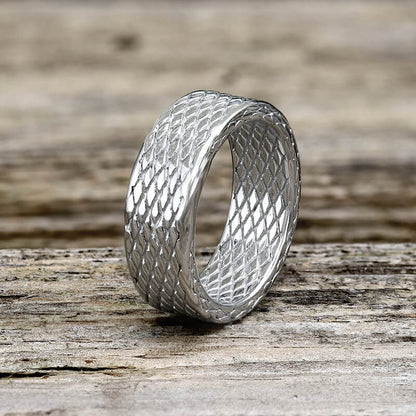 Vintage Diamond Dragon Scale Stainless Steel Ring