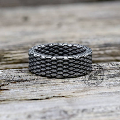 Vintage Diamond Dragon Scale Stainless Steel Ring