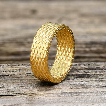 Vintage Diamond Dragon Scale Stainless Steel Ring