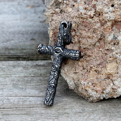 Vintage Evil Eye Cross Stainless Steel Pendant