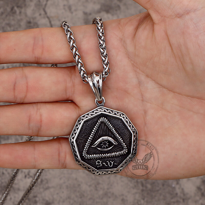 Vintage Eye of Providence Stainless Steel Pendant