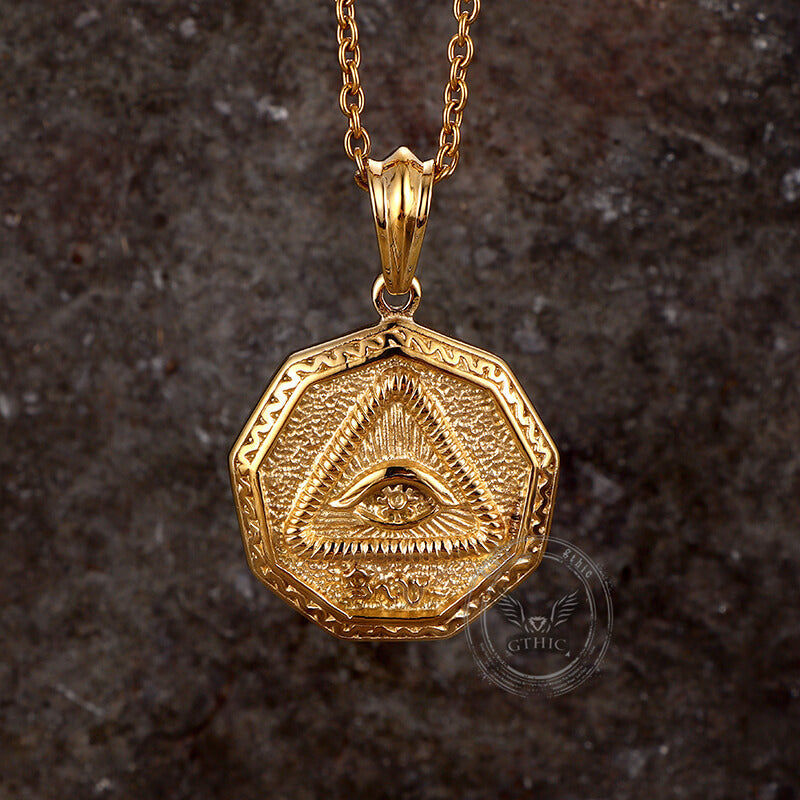 Vintage Eye of Providence Stainless Steel Pendant