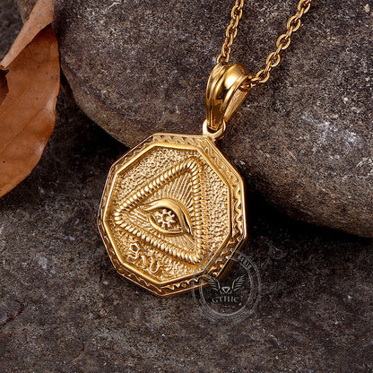 Vintage Eye of Providence Stainless Steel Pendant