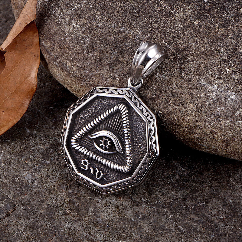 Vintage Eye of Providence Stainless Steel Pendant