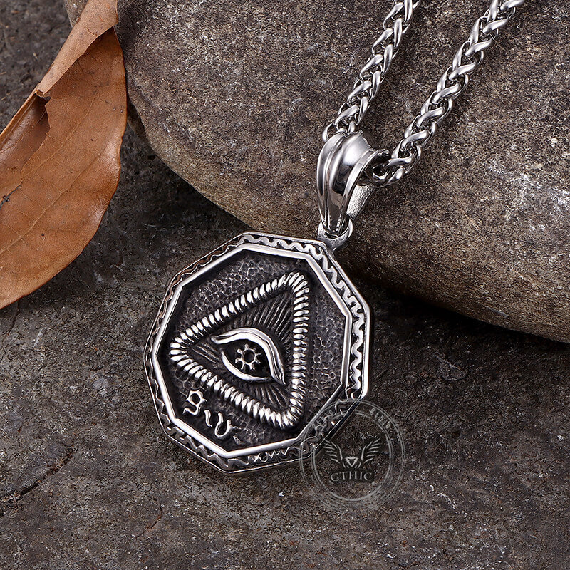 Vintage Eye of Providence Stainless Steel Pendant