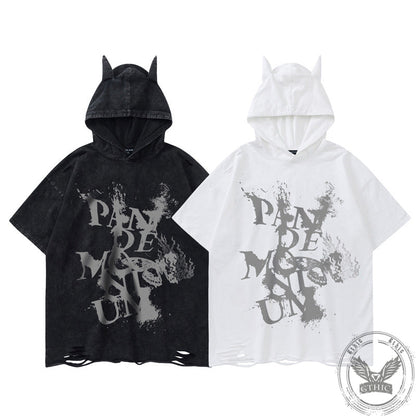 Vintage Flame Butterfly Letter Print Hoodie