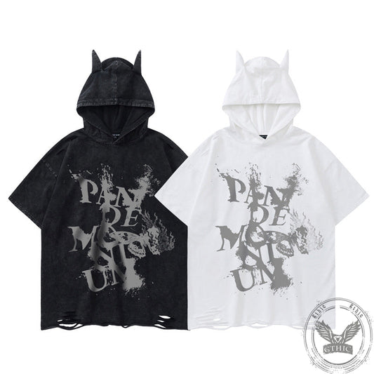 Vintage Flame Butterfly Letter Print Hoodie