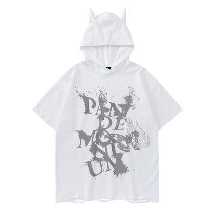 Vintage Flame Butterfly Letter Print Hoodie