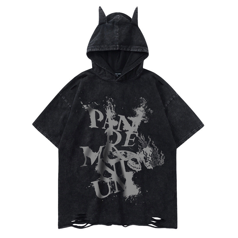 Vintage Flame Butterfly Letter Print Hoodie