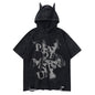 Vintage Flame Butterfly Letter Print Hoodie