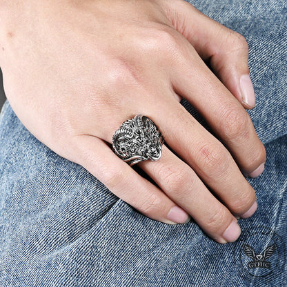 Vintage Goat Head Stainless Steel Ring