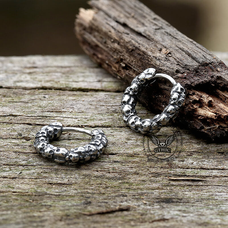 Vintage Gothic Skulls Stainless Steel Earrings