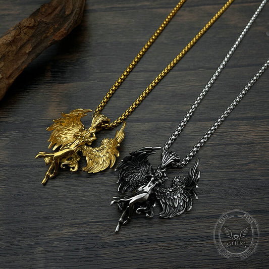 Vintage Guardian Angel Wings Stainless Steel Pendant