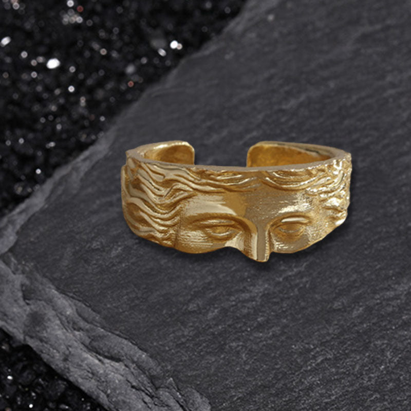 Vintage Half Face Venus Copper Open Ring