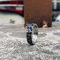 Vintage Hammer Pattern Zircon Inlaid Stainless Steel Ring