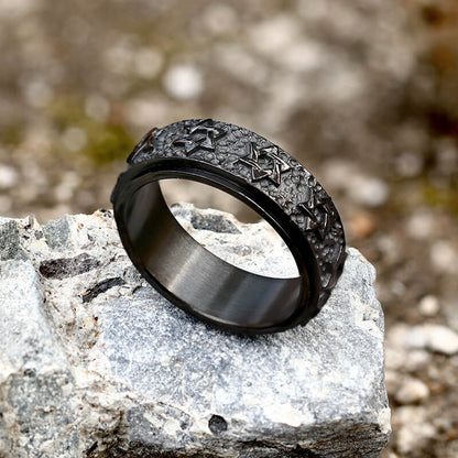 Vintage Hexagram Stainless Steel Spinner Ring