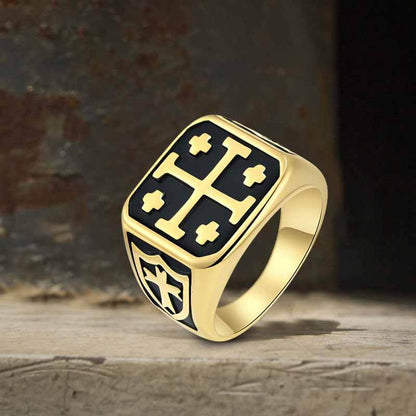 Vintage Jerusalem Cross Stainless Steel Christian Ring