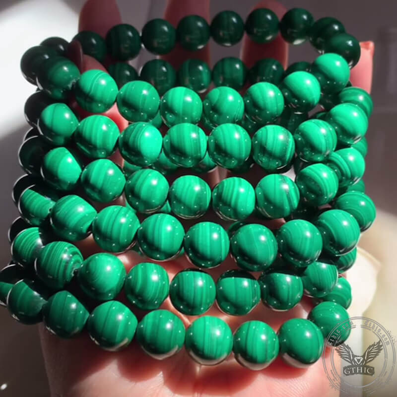 Vintage Malachite Beads Adjustable Bracelet
