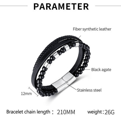 Vintage Multi-Layered Stainless Steel Beaded Bracelet