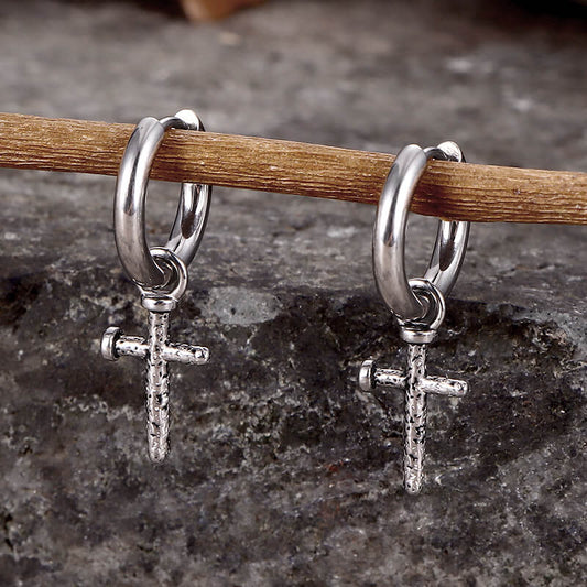 Vintage Nail Cross Stainless Steel Stud Earrings