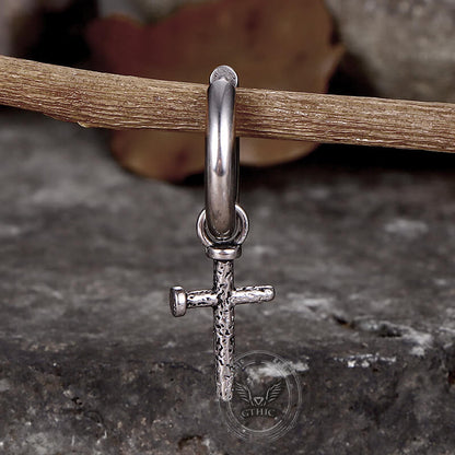 Vintage Nail Cross Stainless Steel Stud Earrings