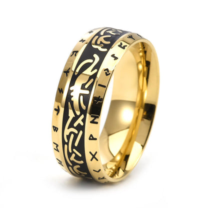 Vintage Nordic Runes Stainless Steel Viking Ring