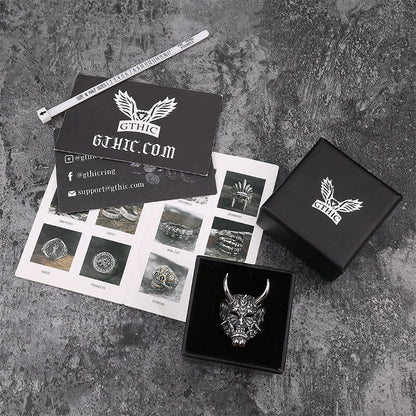 Vintage Oni Mask Stainless Steel Ring