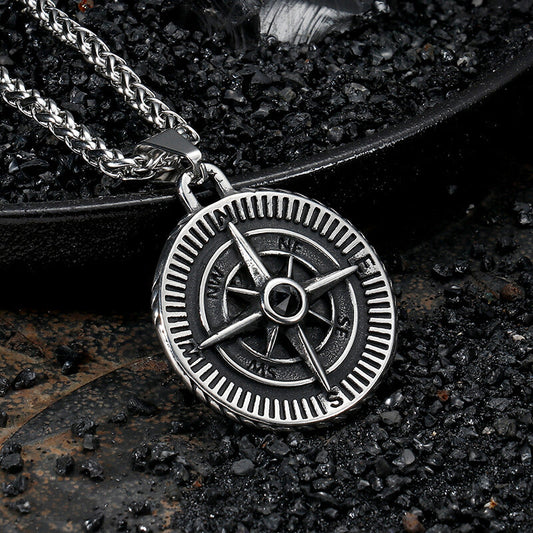 Vintage Pirate Compass Stainless Steel Pendant