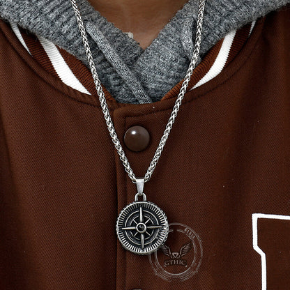 Vintage Pirate Compass Stainless Steel Pendant