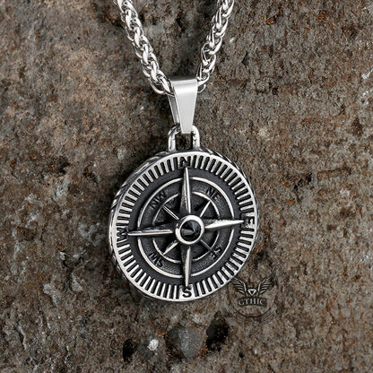 Vintage Pirate Compass Stainless Steel Pendant