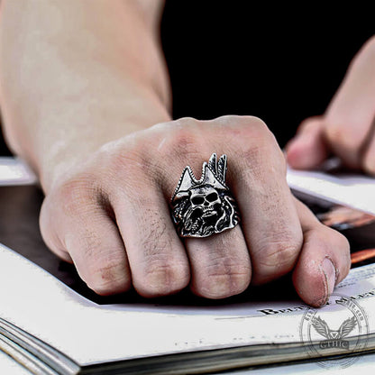 Vintage Pirate Stainless Steel Skull Ring