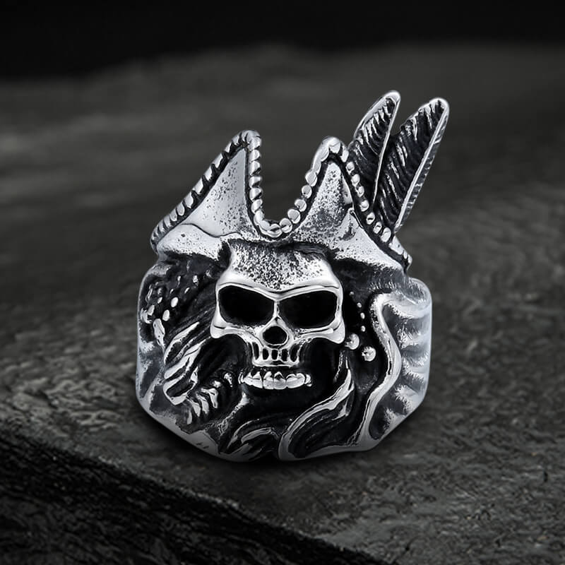 Vintage Pirate Stainless Steel Skull Ring