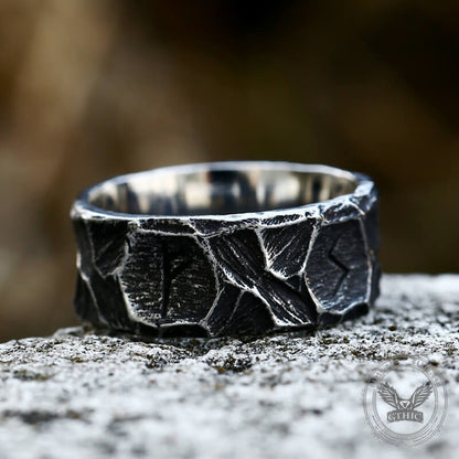 Vintage Runes Stainless Steel Viking Ring