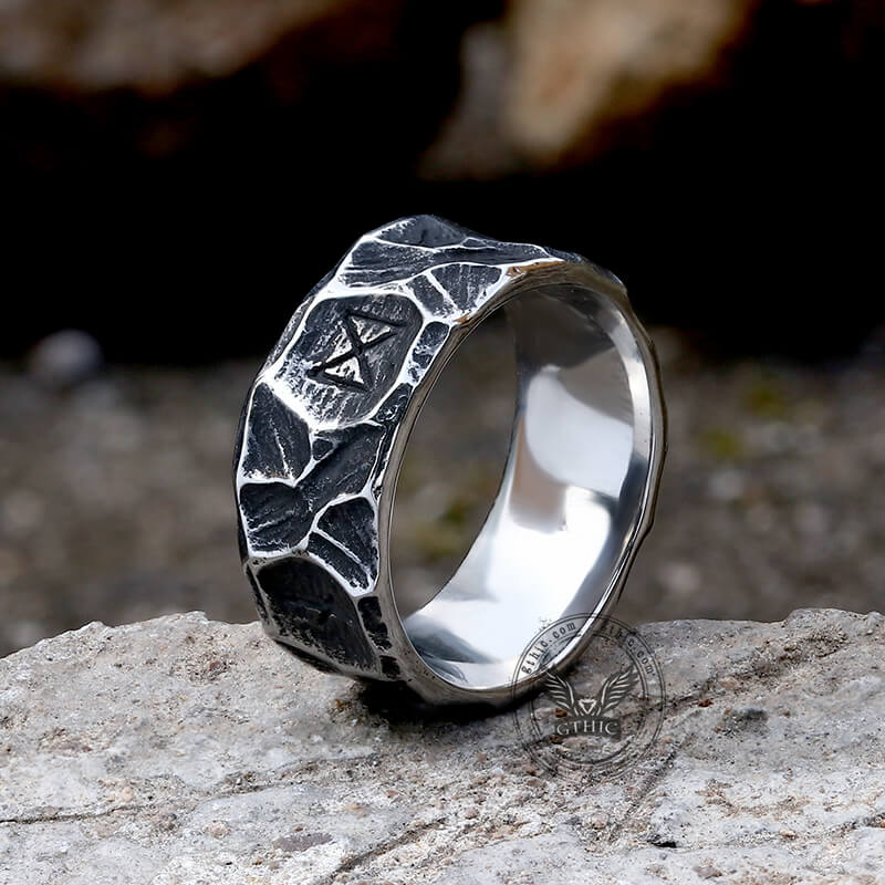 Vintage Runes Stainless Steel Viking Ring