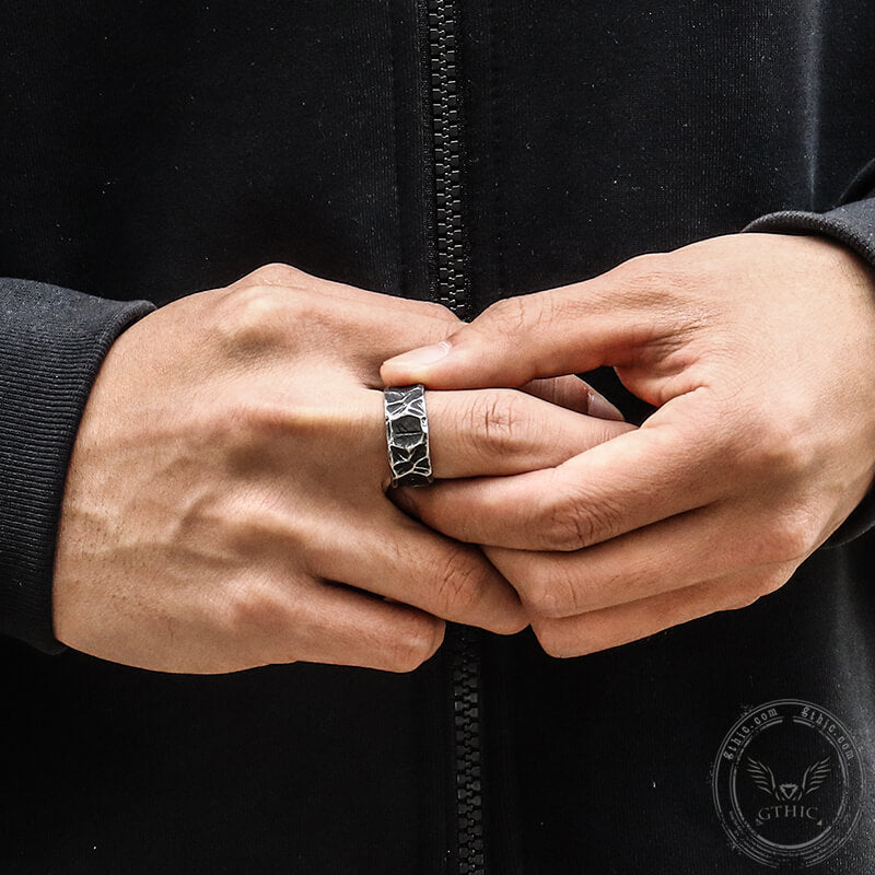 Vintage Runes Stainless Steel Viking Ring