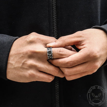 Vintage Runes Stainless Steel Viking Ring