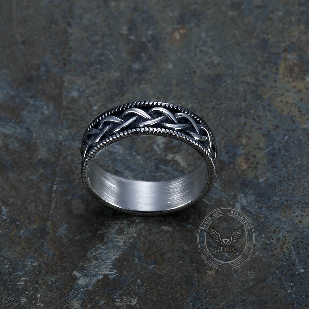 Vintage Simple Pattern Stainless Steel Band Ring