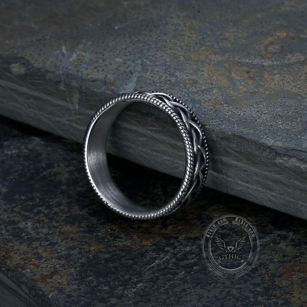 Vintage Simple Pattern Stainless Steel Band Ring