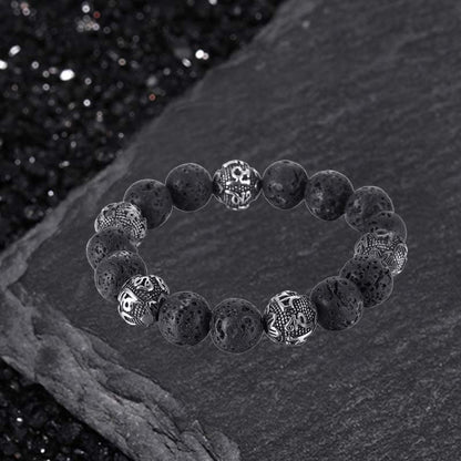 Vintage Six-character Stainless Steel Buddha Bead Bracelet