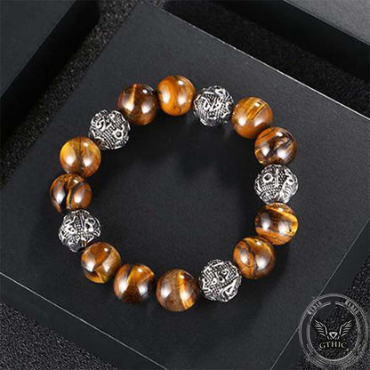 Vintage Six-character Stainless Steel Buddha Bead Bracelet