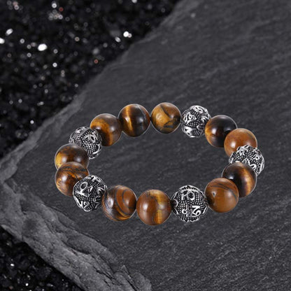 Vintage Six-character Stainless Steel Buddha Bead Bracelet