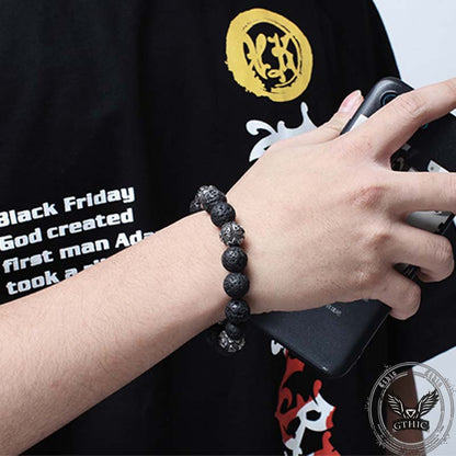 Vintage Six-character Stainless Steel Buddha Bead Bracelet